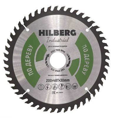 Диск пильный Hilberg Industrial Дерево 200*30*48Т HW201 - фото 364630