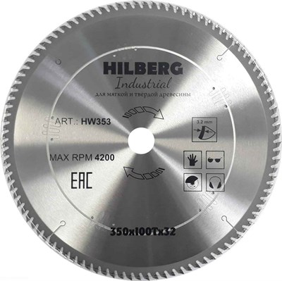 Диск пильный Hilberg Industrial Дерево 350*32*100Т HW353 - фото 364694