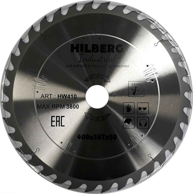 Диск пильный Hilberg Industrial Дерево 400*50*36Т HW410 - фото 365060