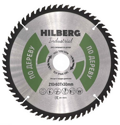 Диск пильный Hilberg Industrial Дерево 210*30*60Т HW212 - фото 365509