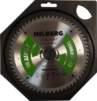 Диск пильный Hilberg Industrial Дерево тонкий рез 190*30*60Т HWT192 - фото 366112